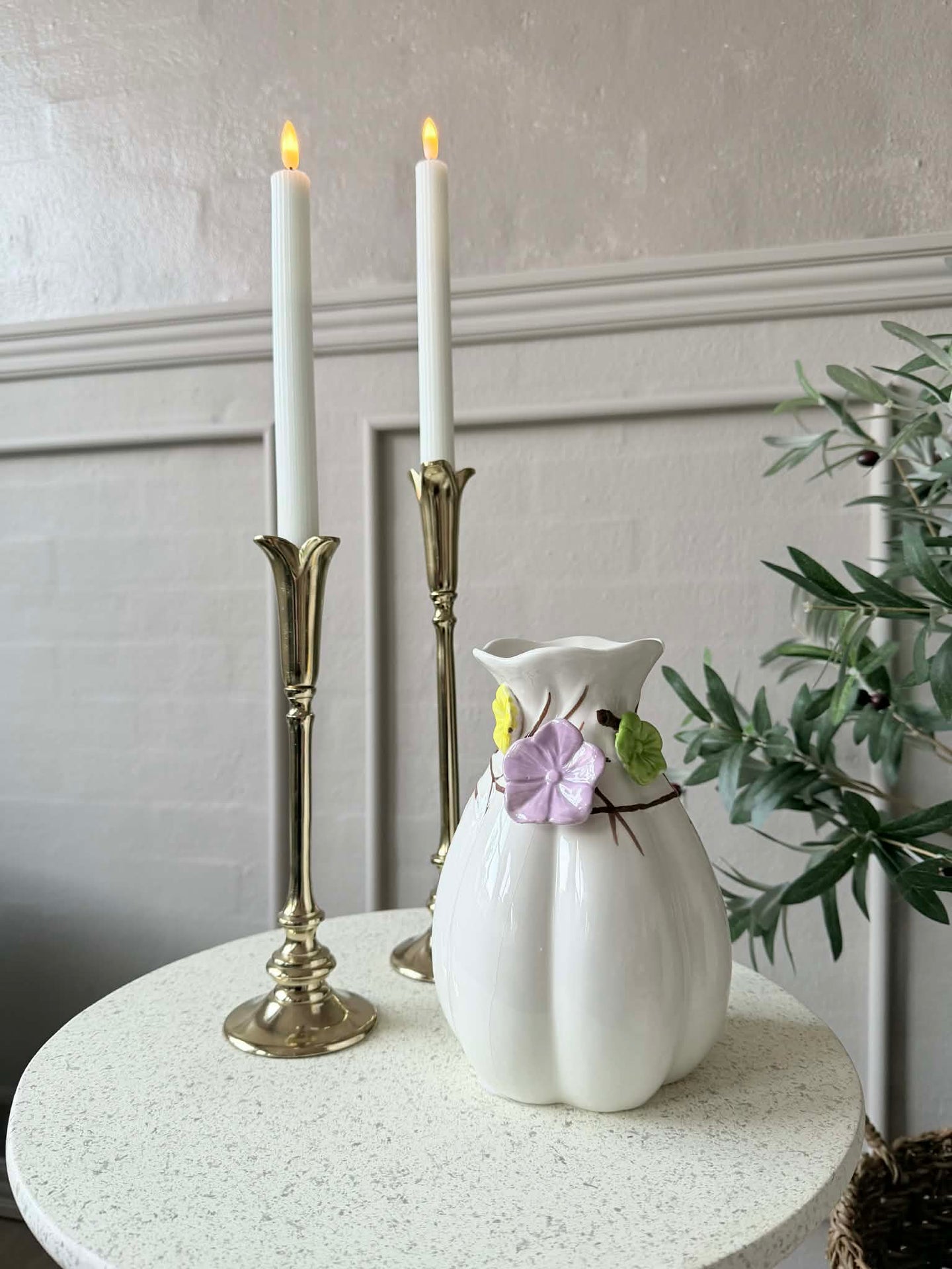 Vase mit Deko - Weiß oder Grün