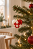 Weihnachtsherz aus Glas – rot/weiß