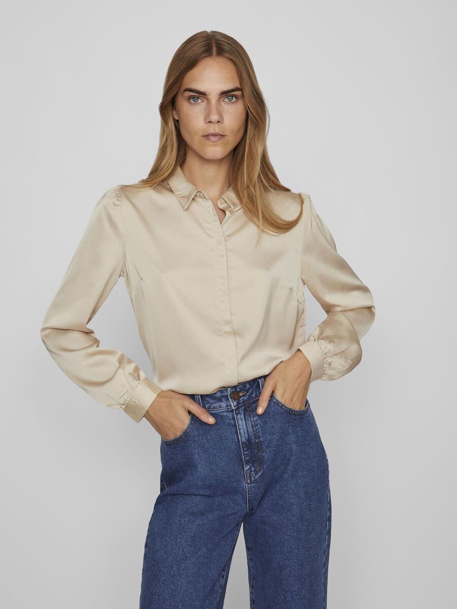 Satinsbluse Luna Beige