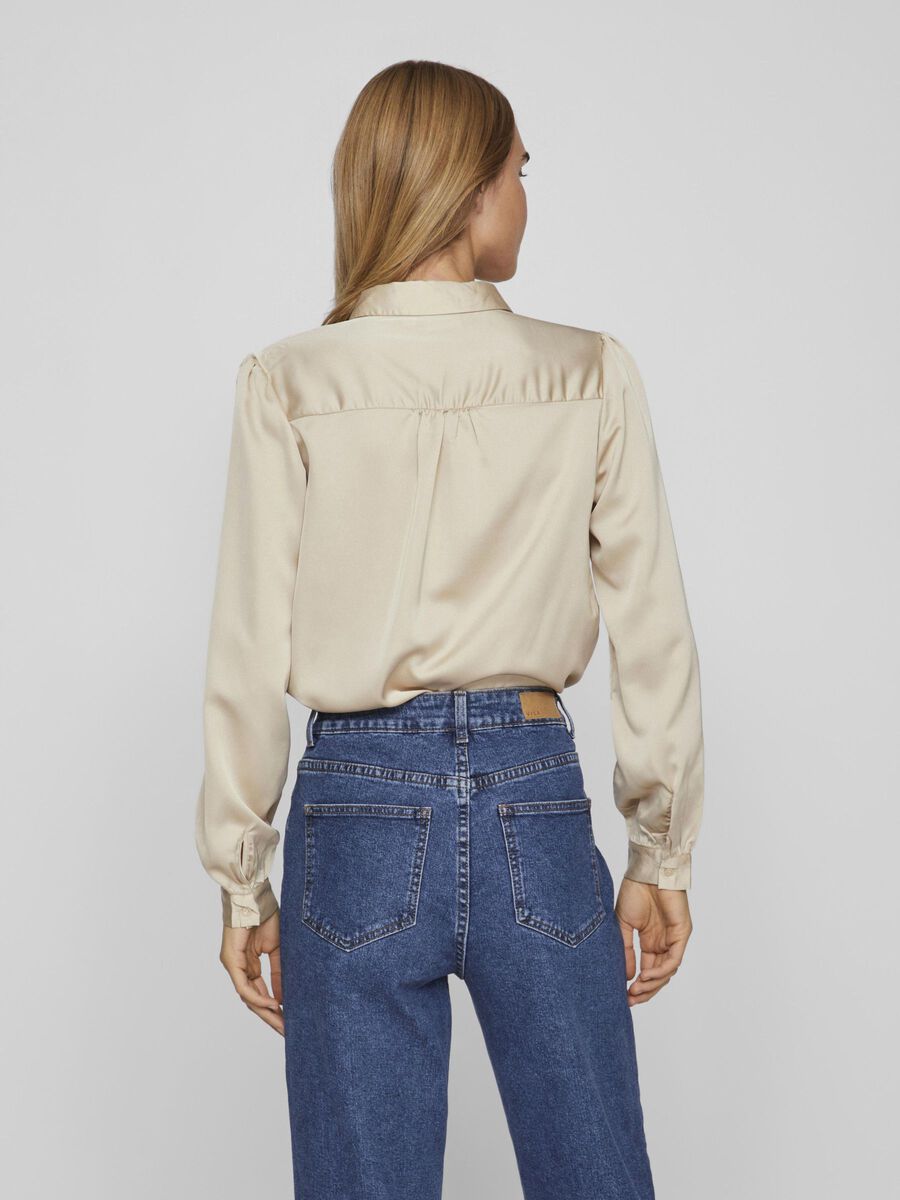 Satinsbluse Luna Beige