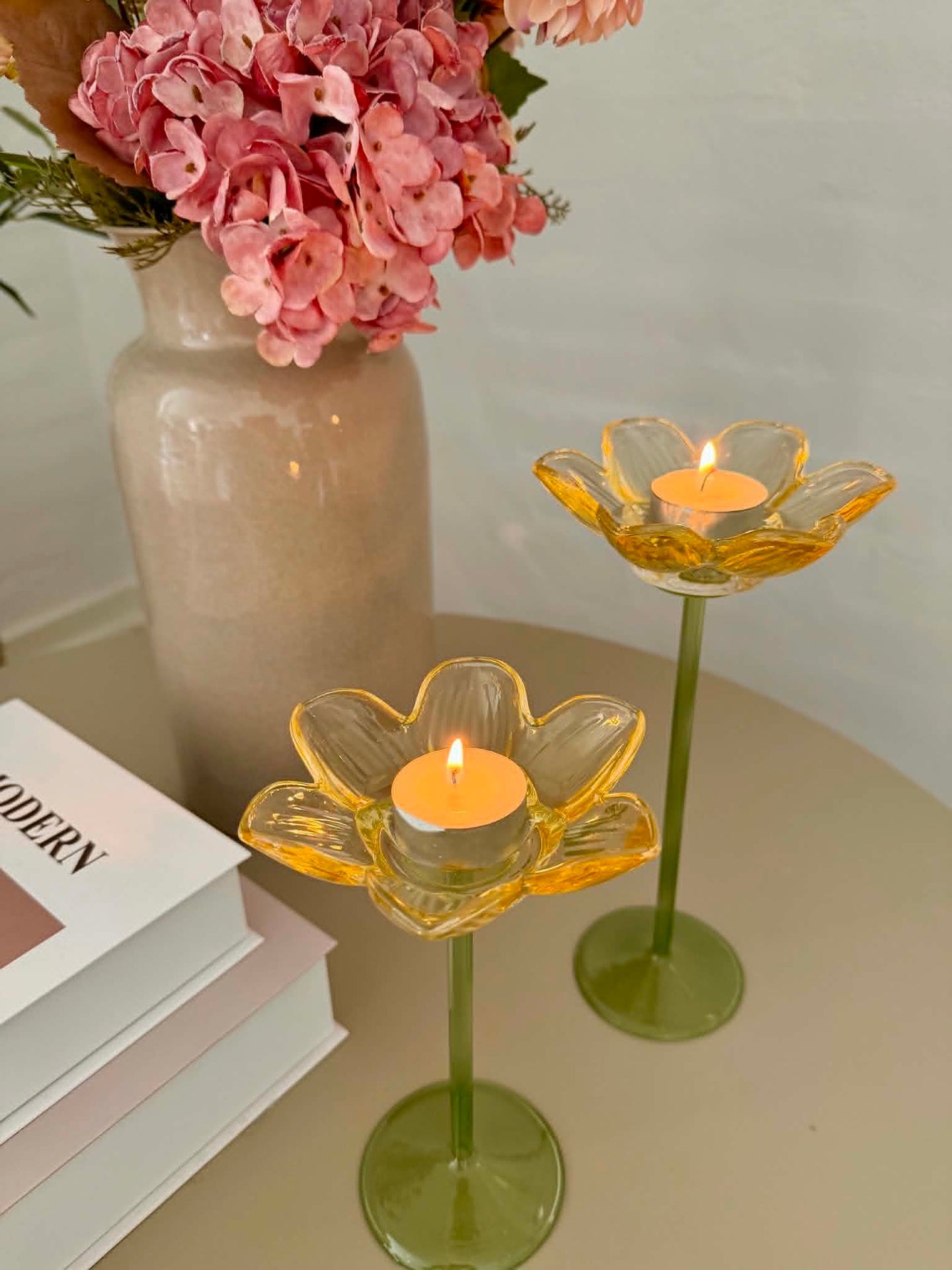 Teelichthalter Blume - Gelb