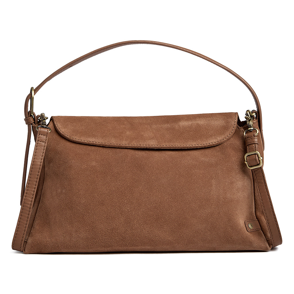 Wildleder-Handtasche Cognac