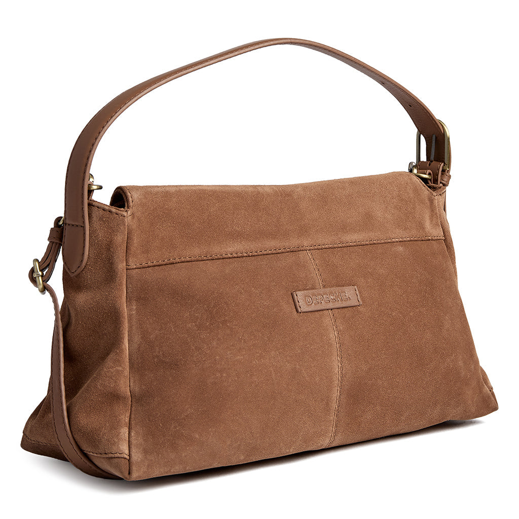 Wildleder-Handtasche Cognac