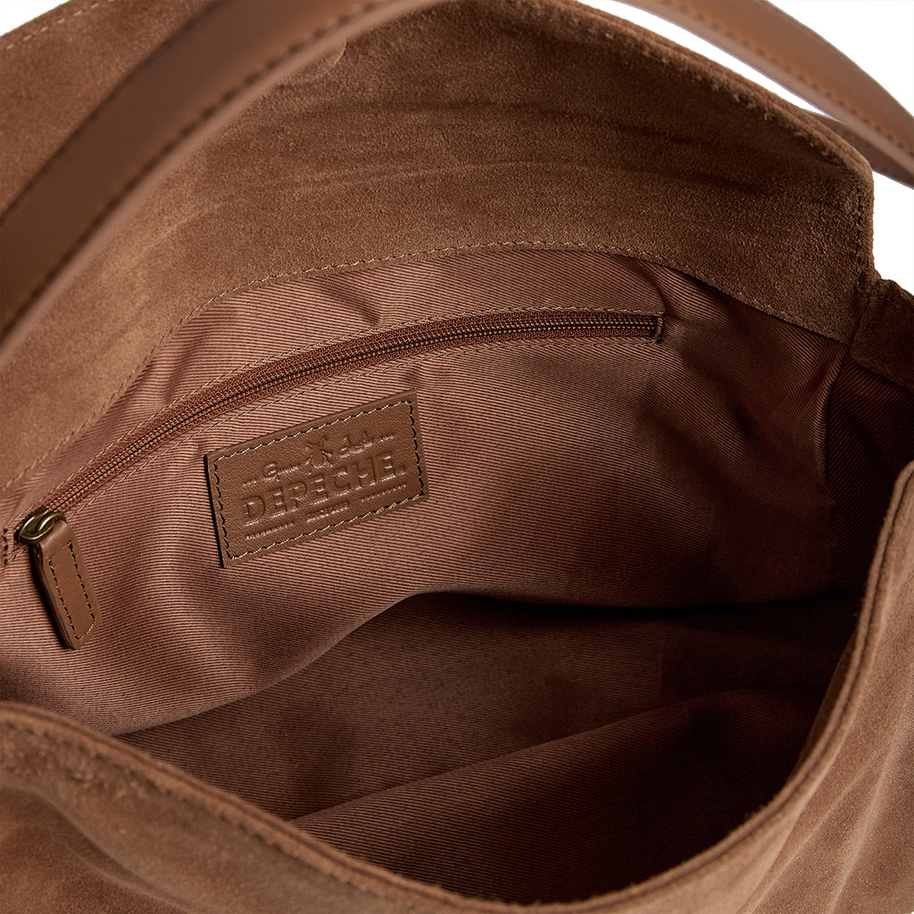Wildleder-Handtasche Cognac