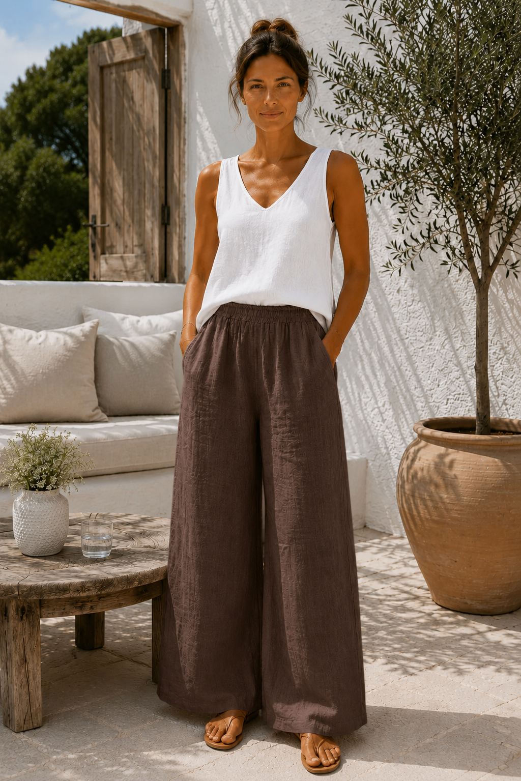 Leinenhose - Mocha