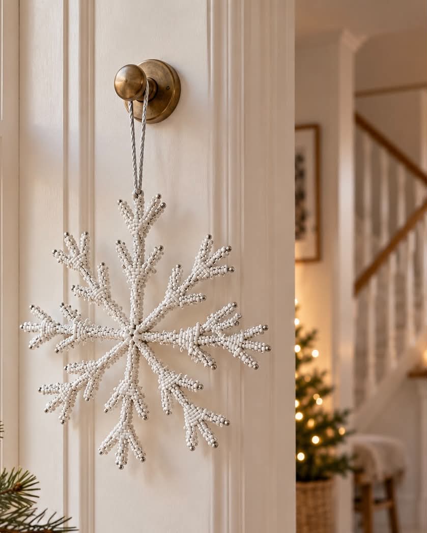 Weihnachtsanhänger 21cm Schneeflocke weiß mix