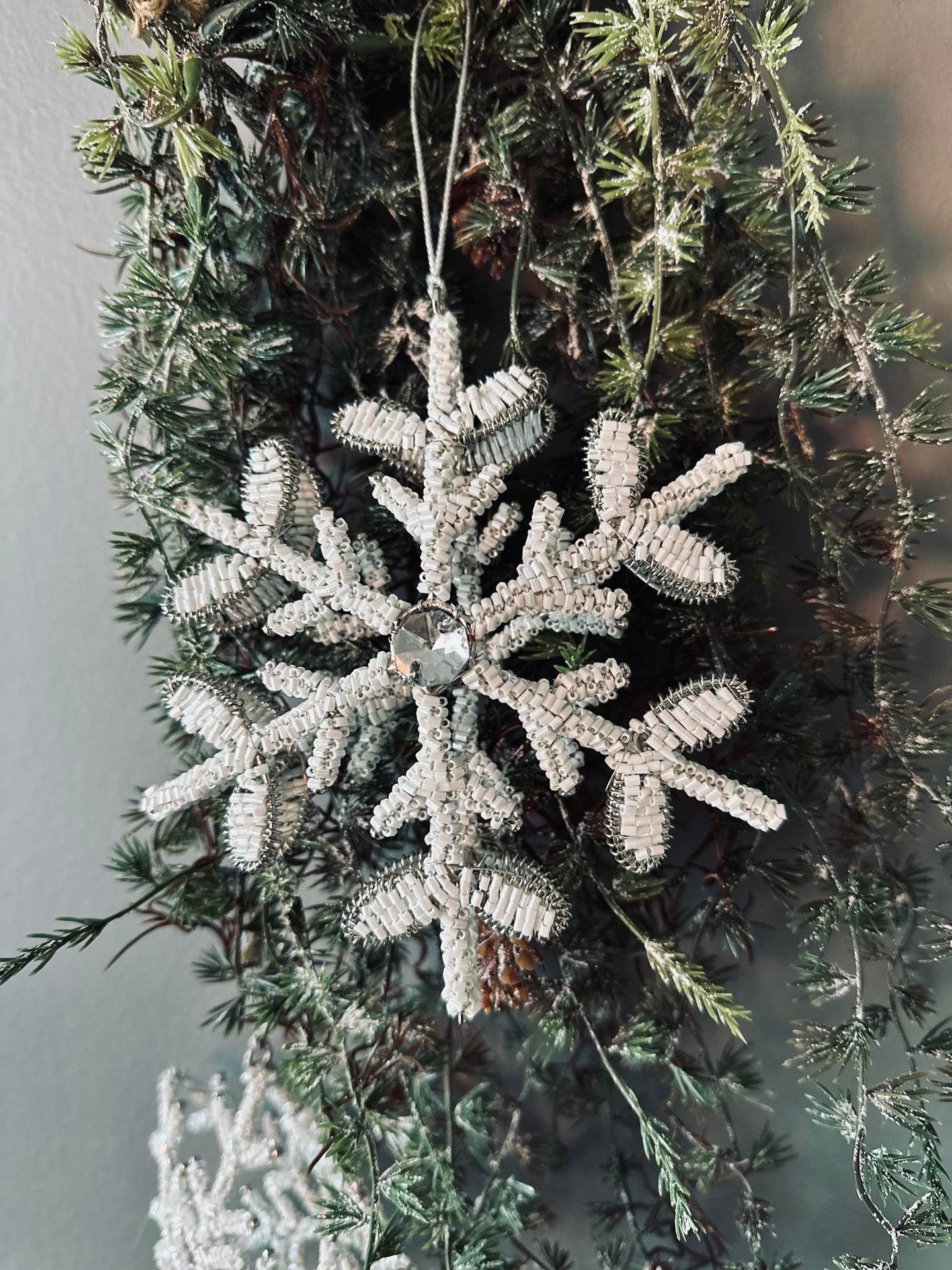 Weihnachtsanhänger silver / white mix