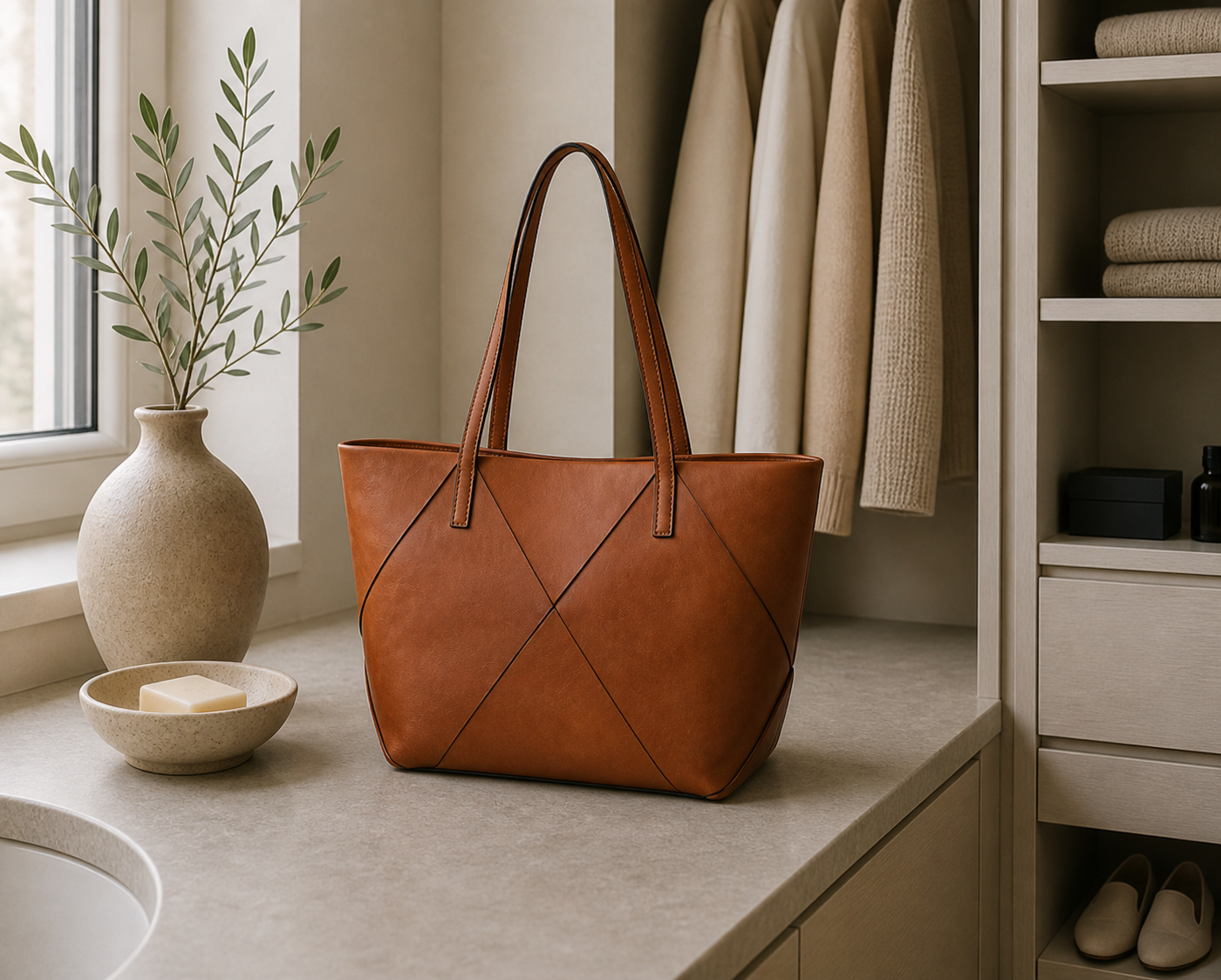 Schultertasche Olia Cognac