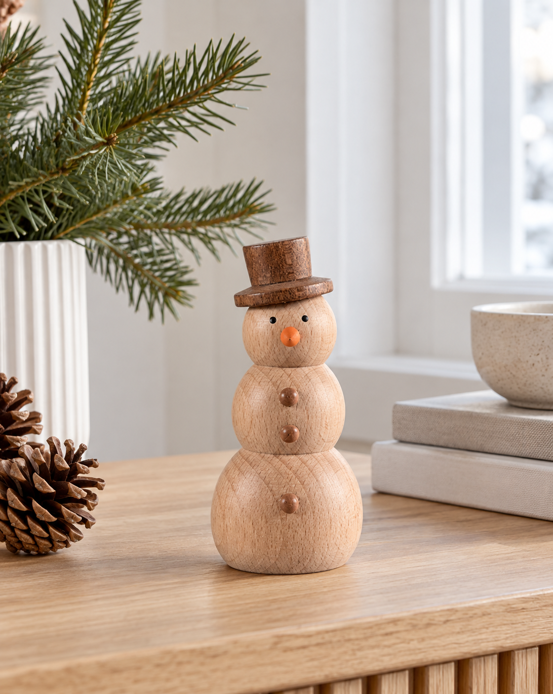 Schneemann - wood – dekorative Figur