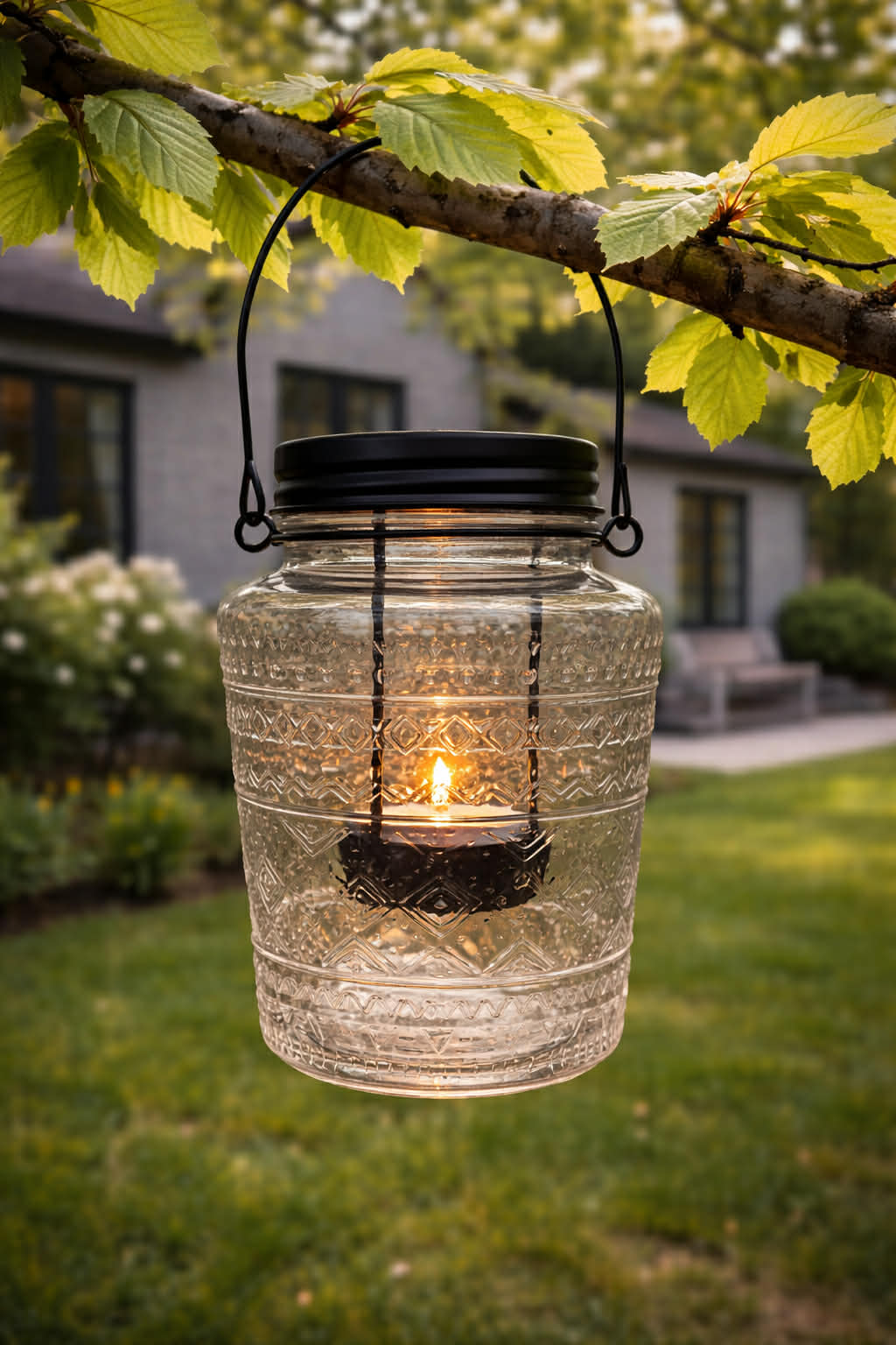 Glaslaterne mit Muster