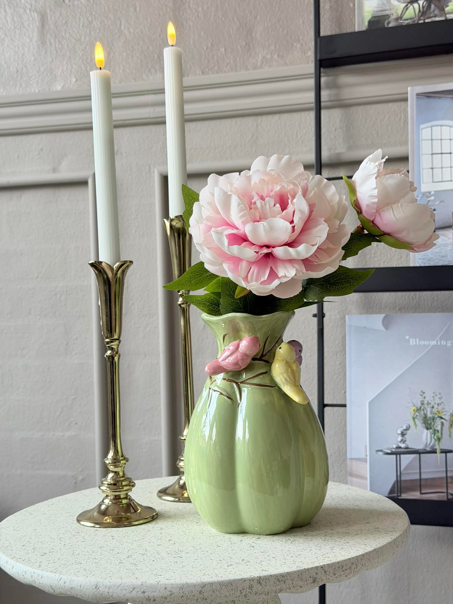 Vase mit Deko - Weiß oder Grün