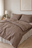 Gestreifte Bettwäsche beige Streifen 140x200