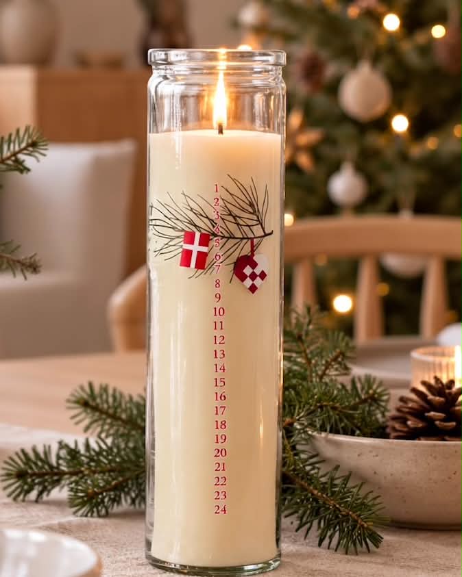 Kalenderkerze im Glas - Dansk Jul