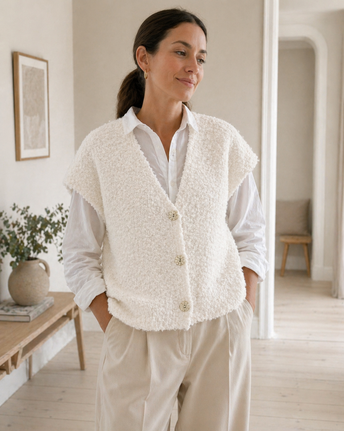 Cardigan mit kurzen Ärmeln - Weiß