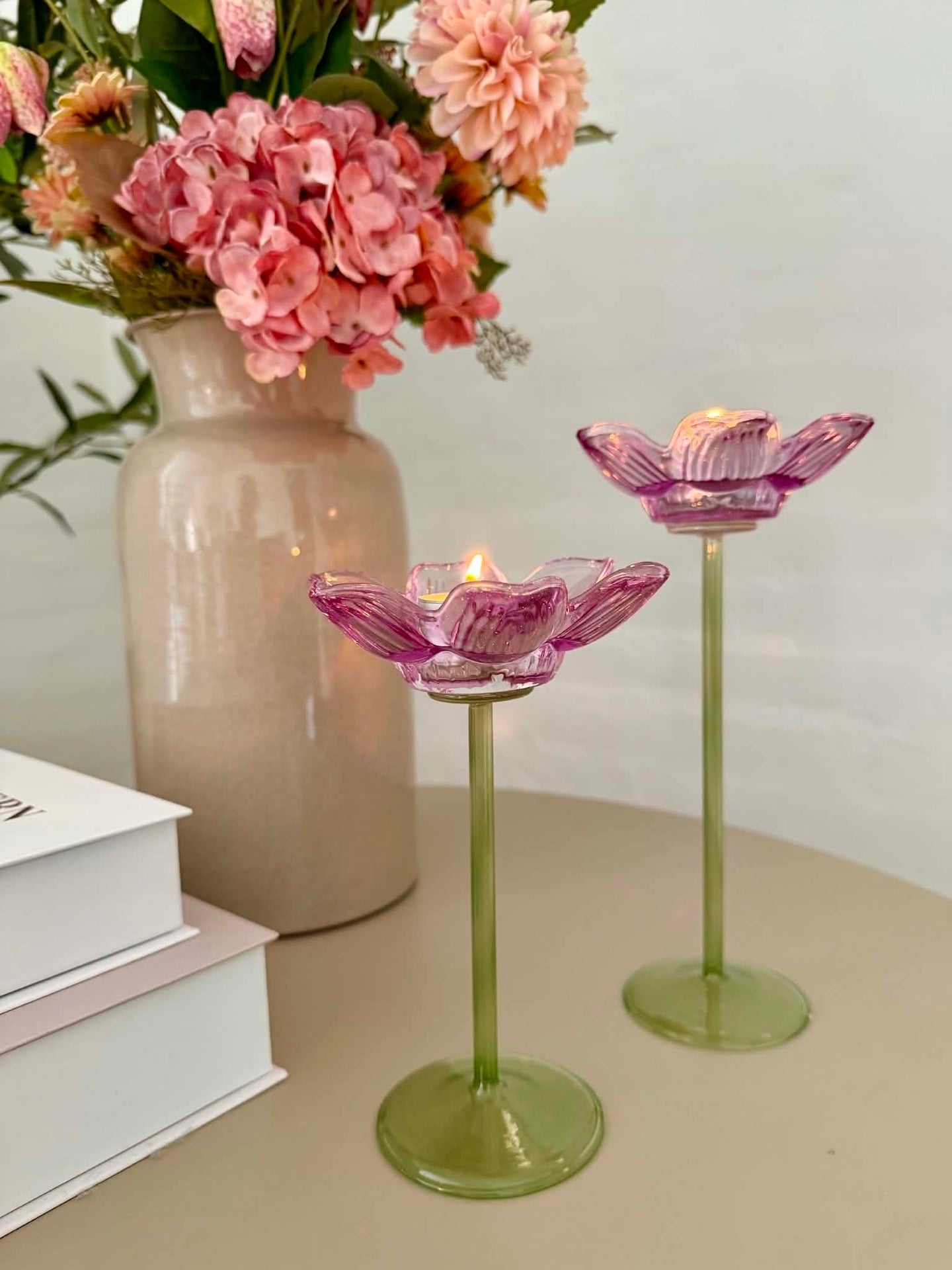 Teelichthalter Blume - Lila