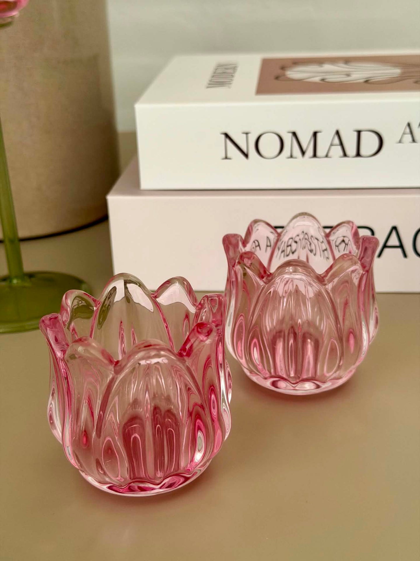 Kerzenhalter rosa Tulpe - Set mit 2 Stück