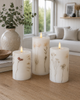 LED-Blockkerzen FLOWER – Set mit 3 Stk. und Fernbedienung