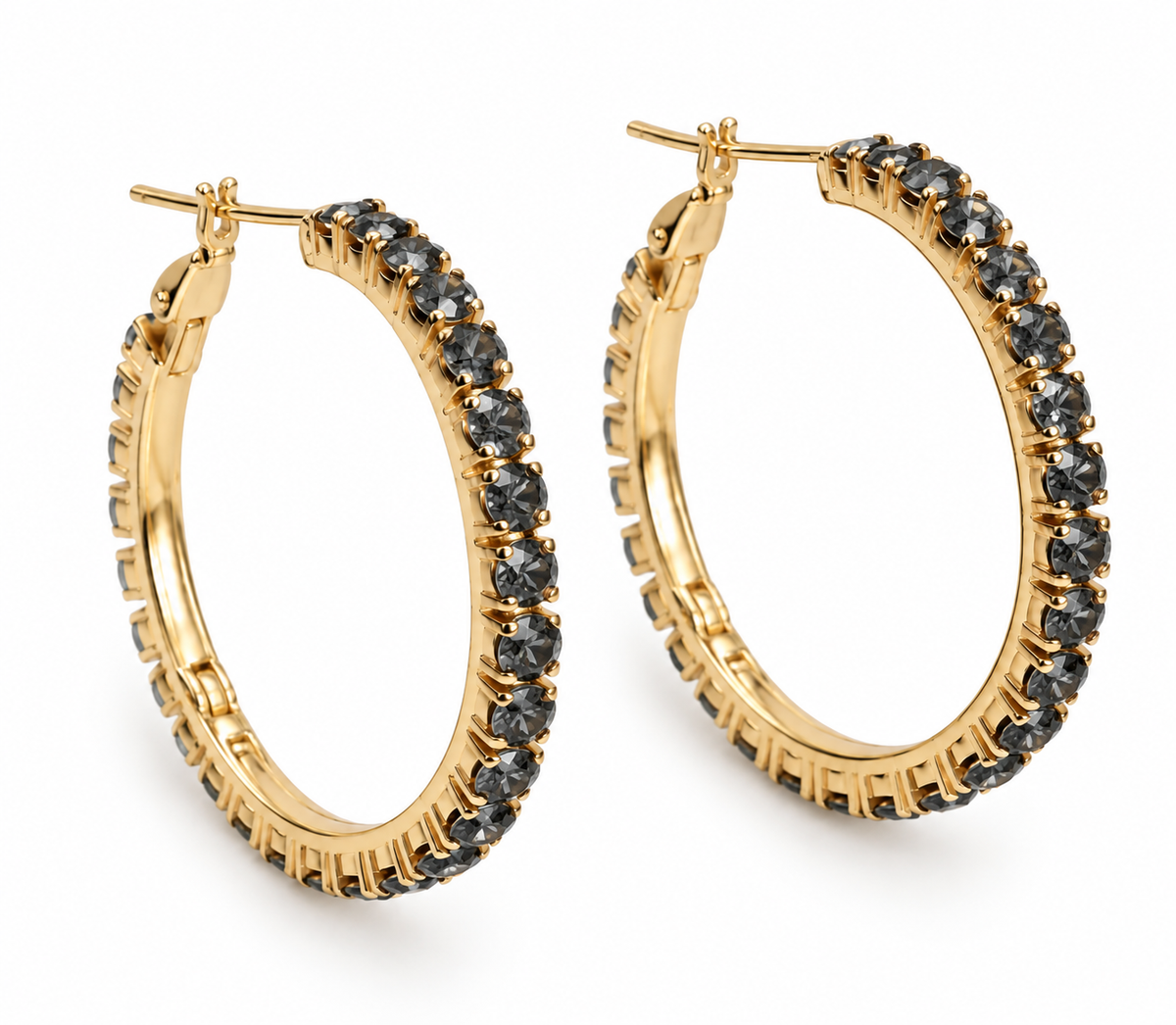 Ohrringe Smilla Hoops 18K vergoldet - Dunkelgrau