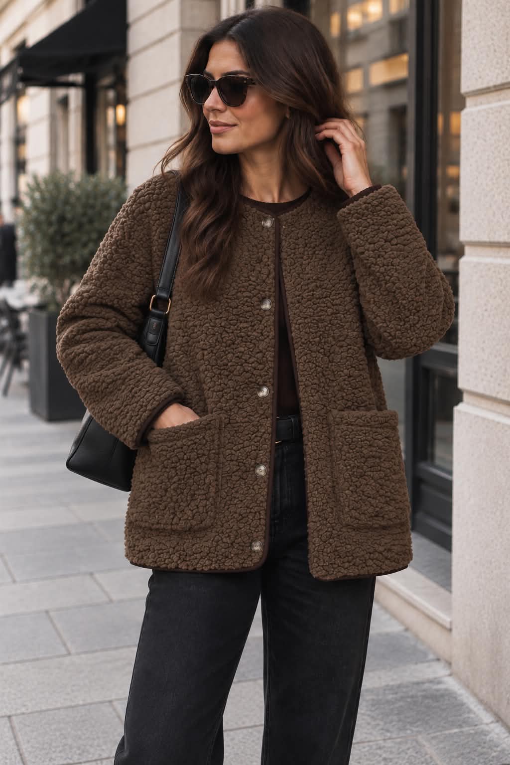 Jacke Lucile Brown Teddy