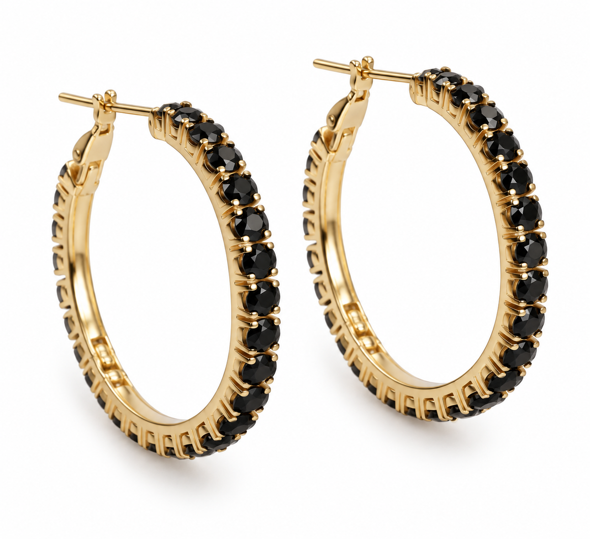 Ohrringe Smilla Hoops 18K vergoldet - Schwarz