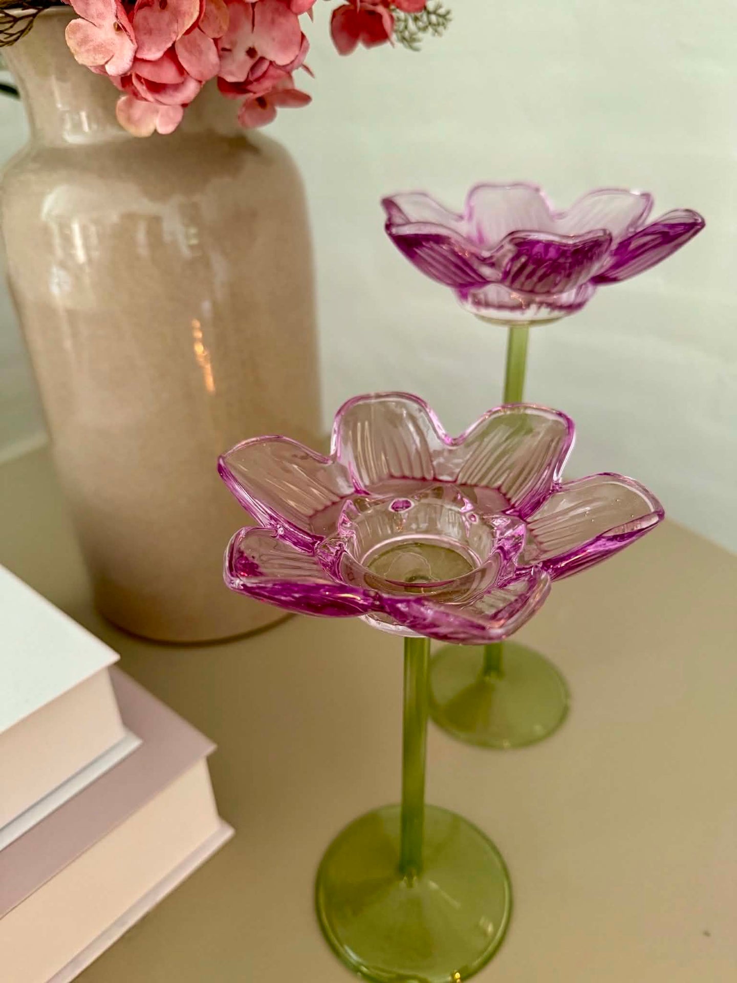Teelichthalter Blume - Lila