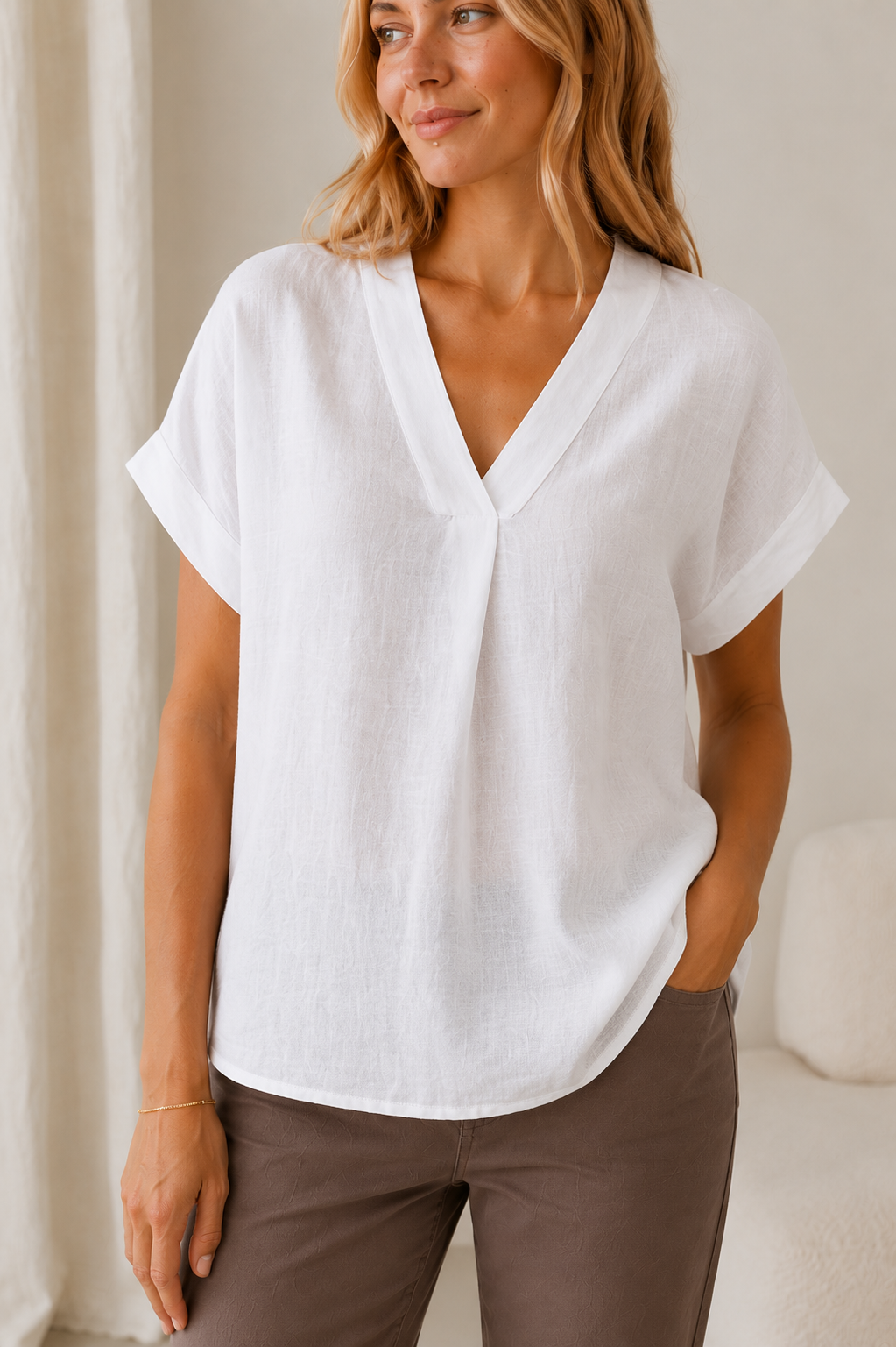 T-Shirt - White linen