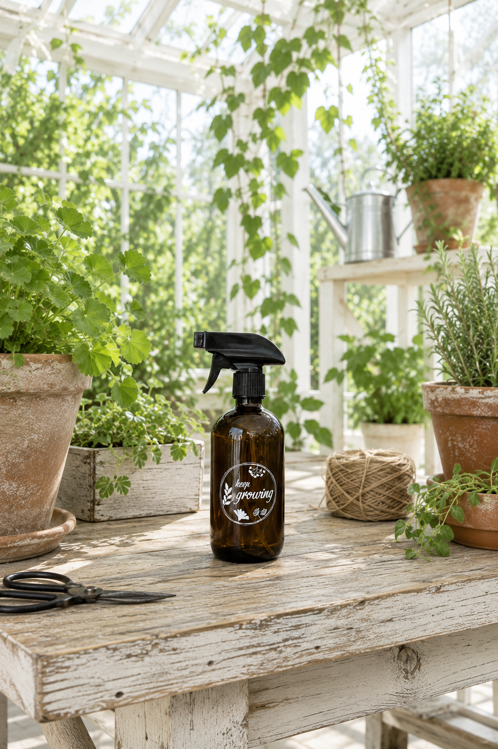 Blumenzerstäuber aus braunem Glas 500 ml