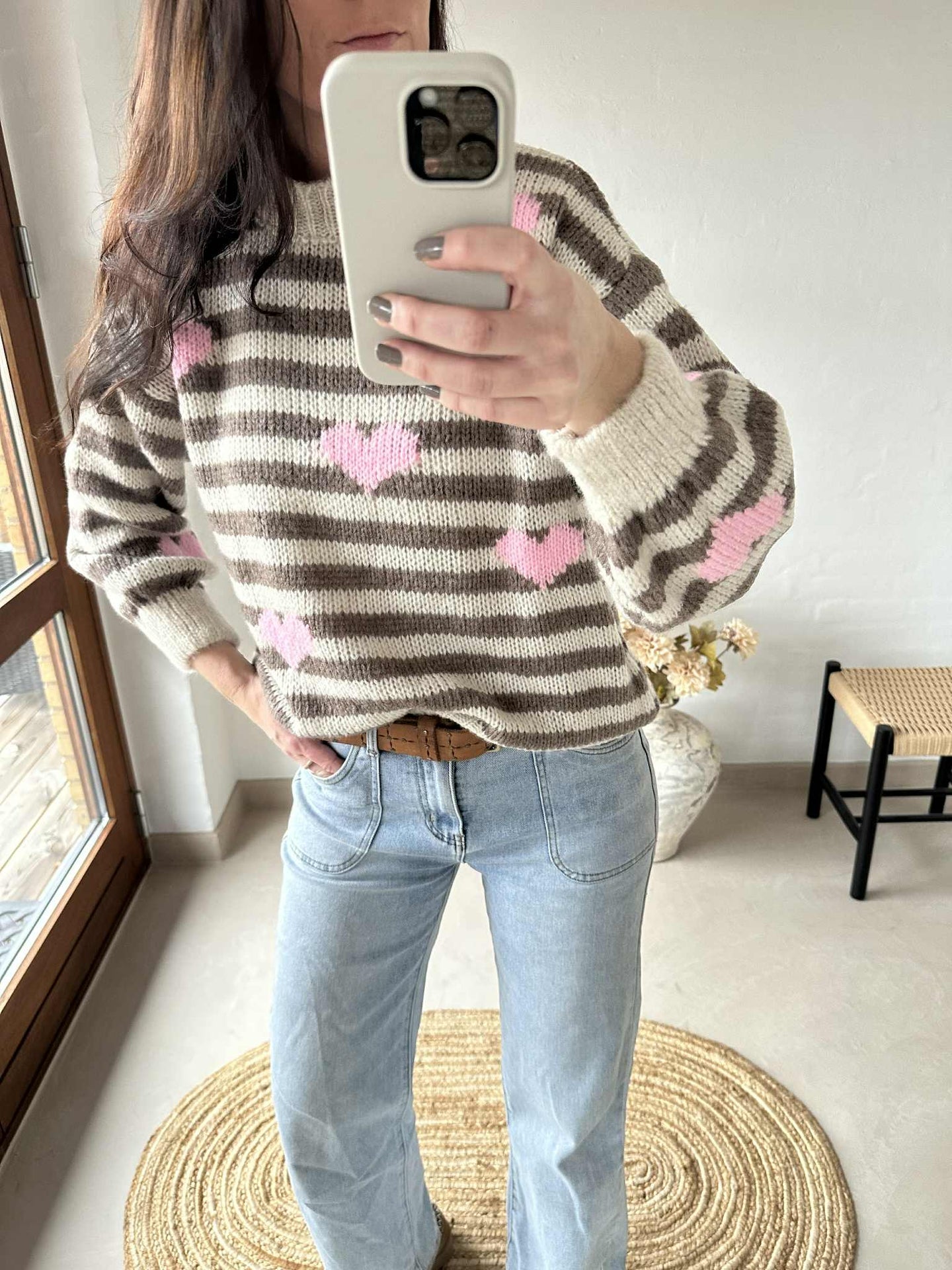 Strick - Beige Streifen