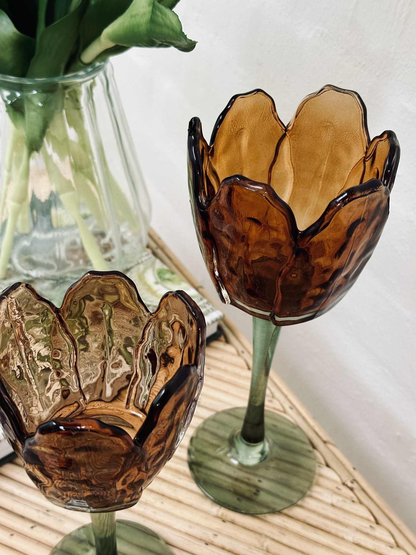 Kerzenhalter flower - Amber / Grün