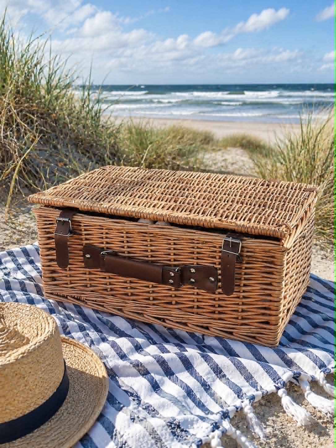 Picknickkorb mit Inhalt für 4 Personen - DELUXE