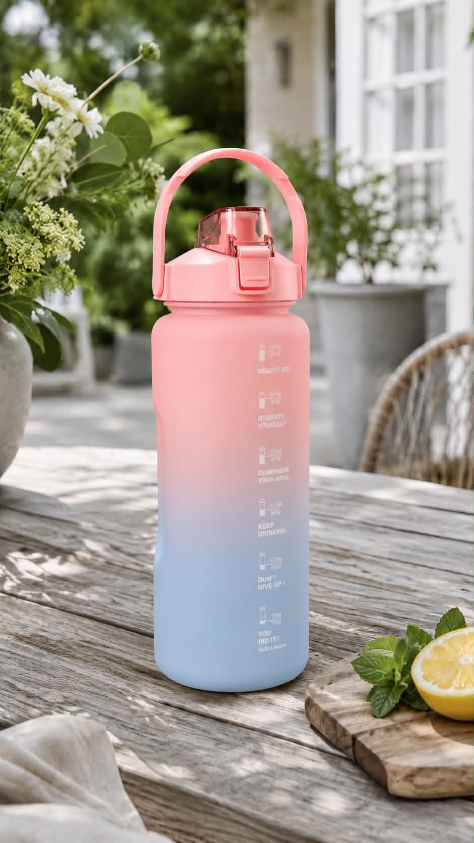 Trinkflasche 2000 ml - Pink / Blau
