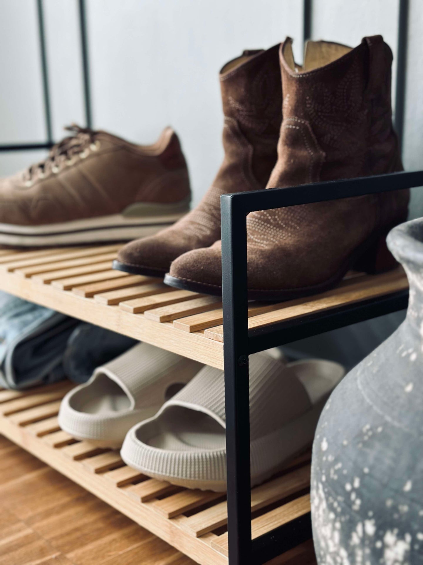 Schuhregal aus Bambus - 2 Ablagen