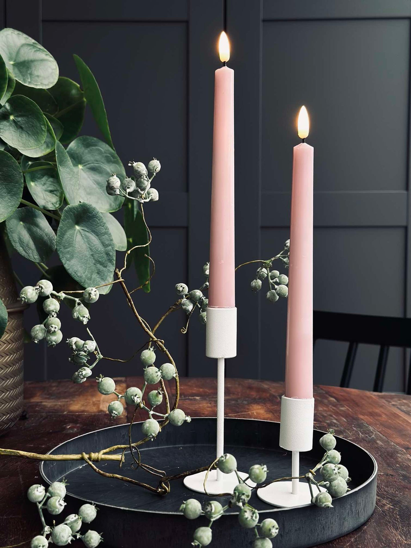 LED Stumpenkerzen Rosa - 2 Stk.