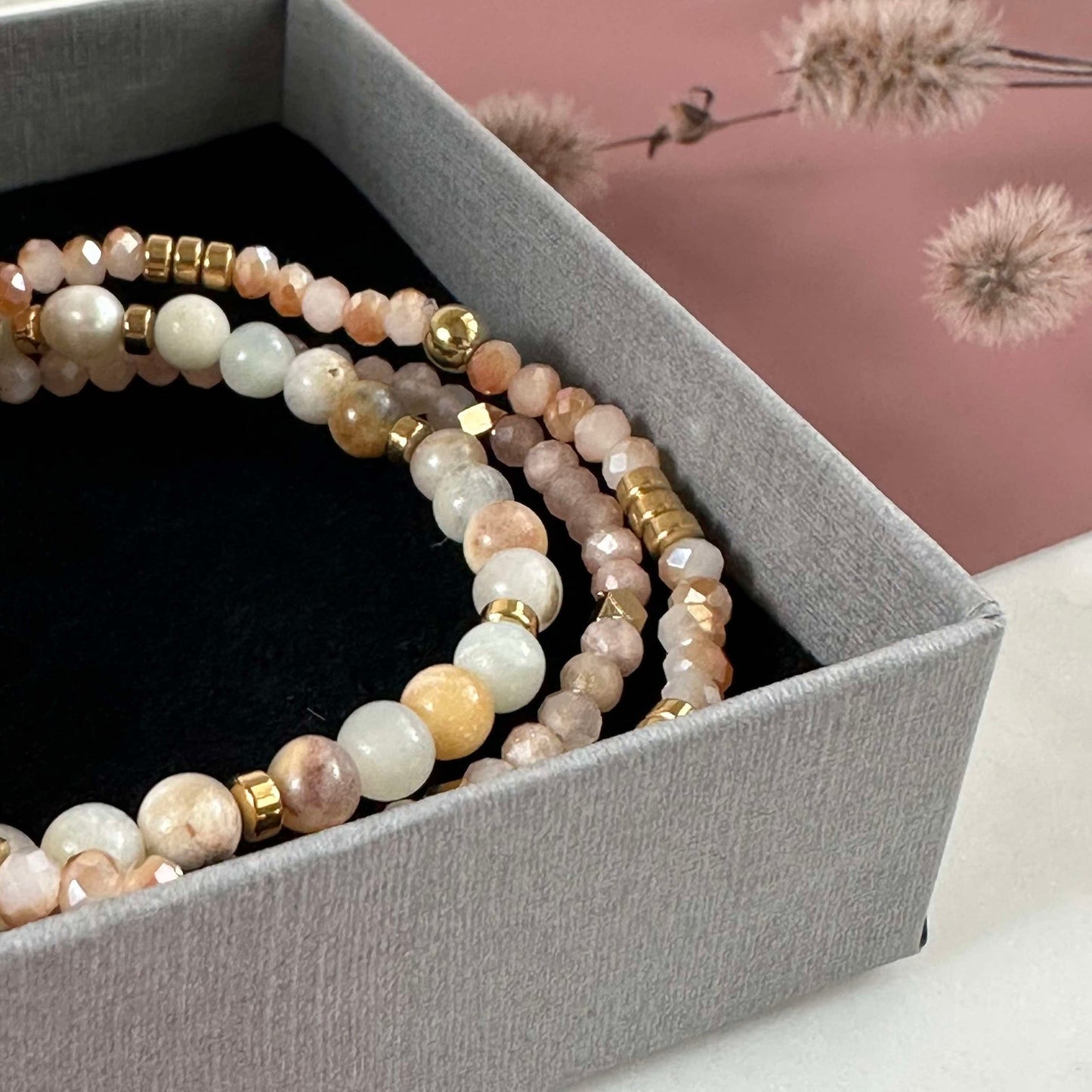 Armband Natur / Gold - Set mit 3 Armbändern