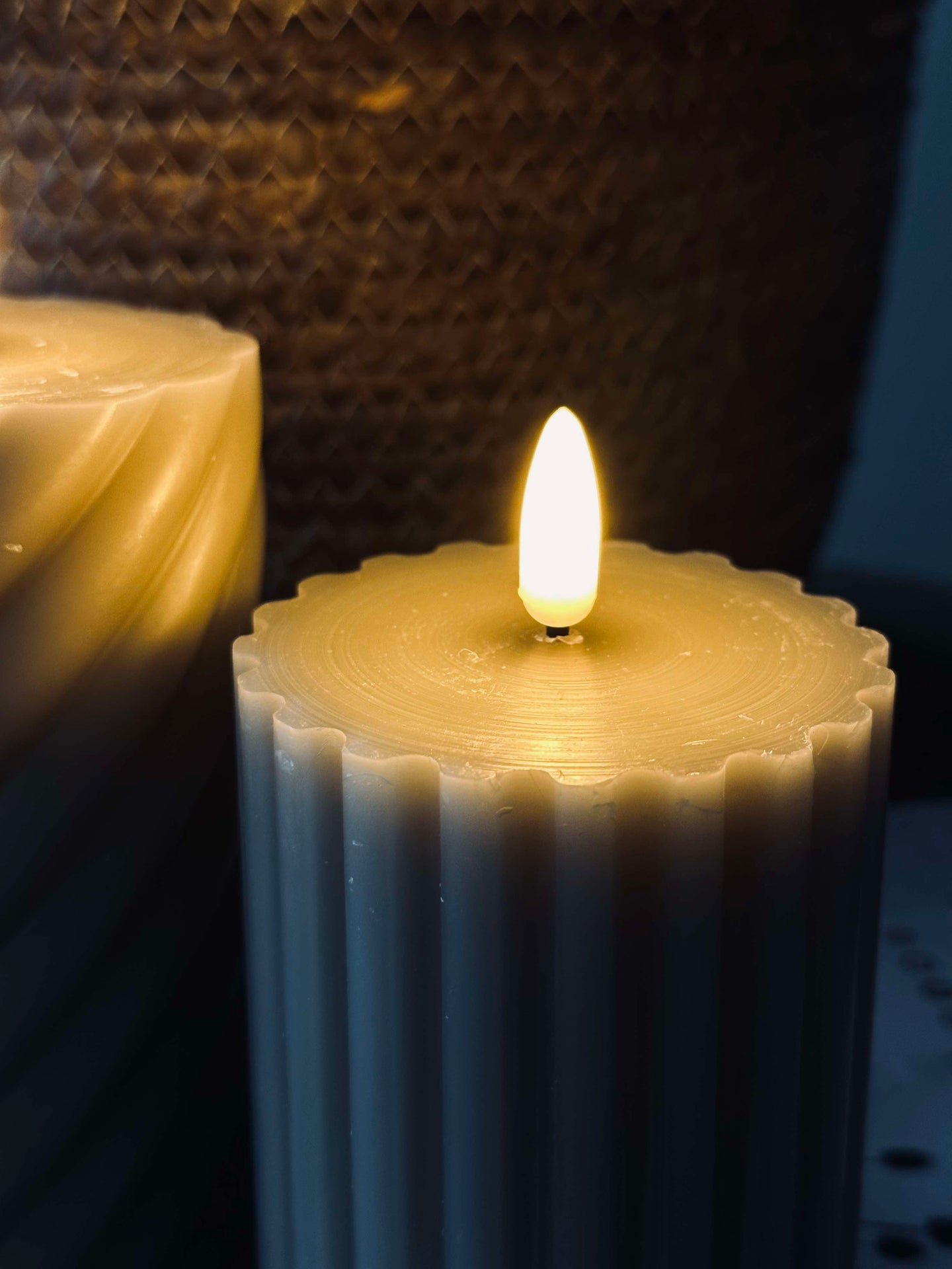 LED Blockkerzen / Design – 2 Stk. Sand