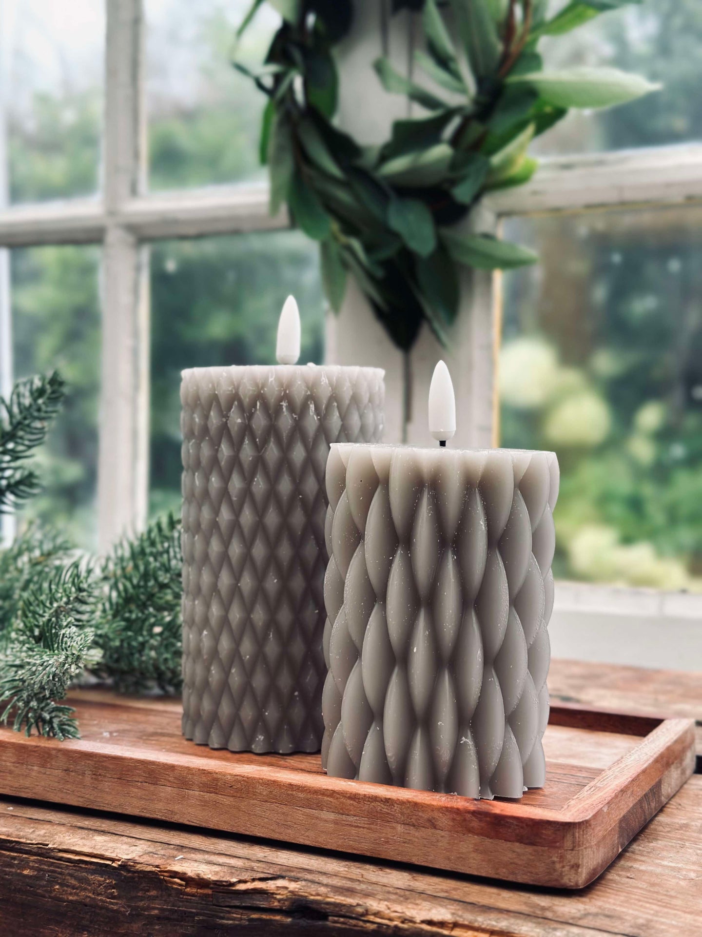LED-Blockkerzen / Design – 2 Stk Sand