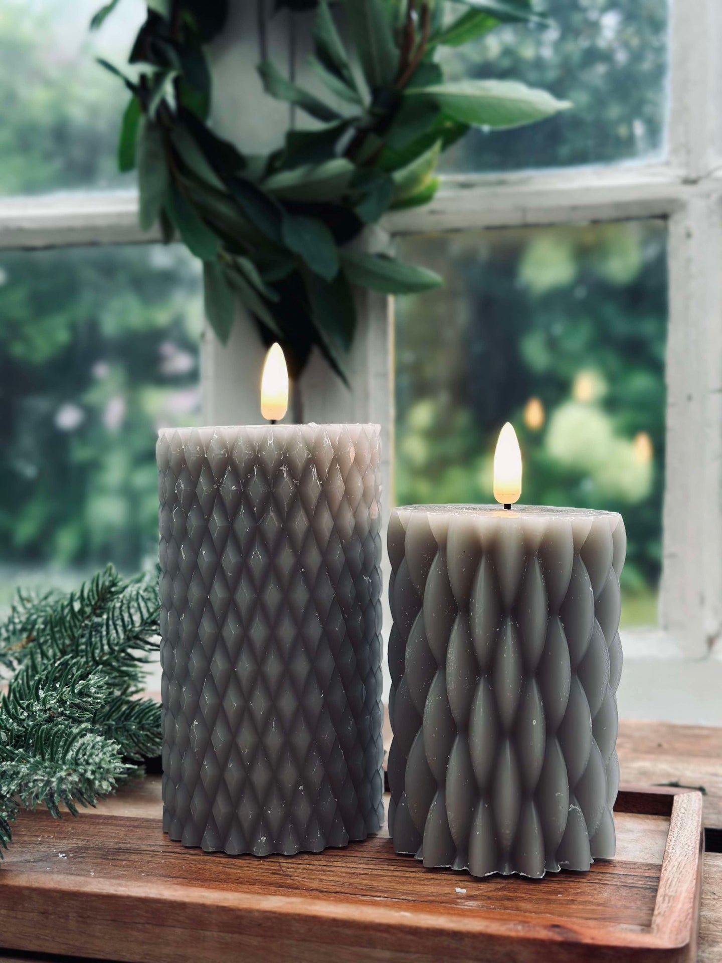 LED-Blockkerzen / Design – 2 Stk Sand