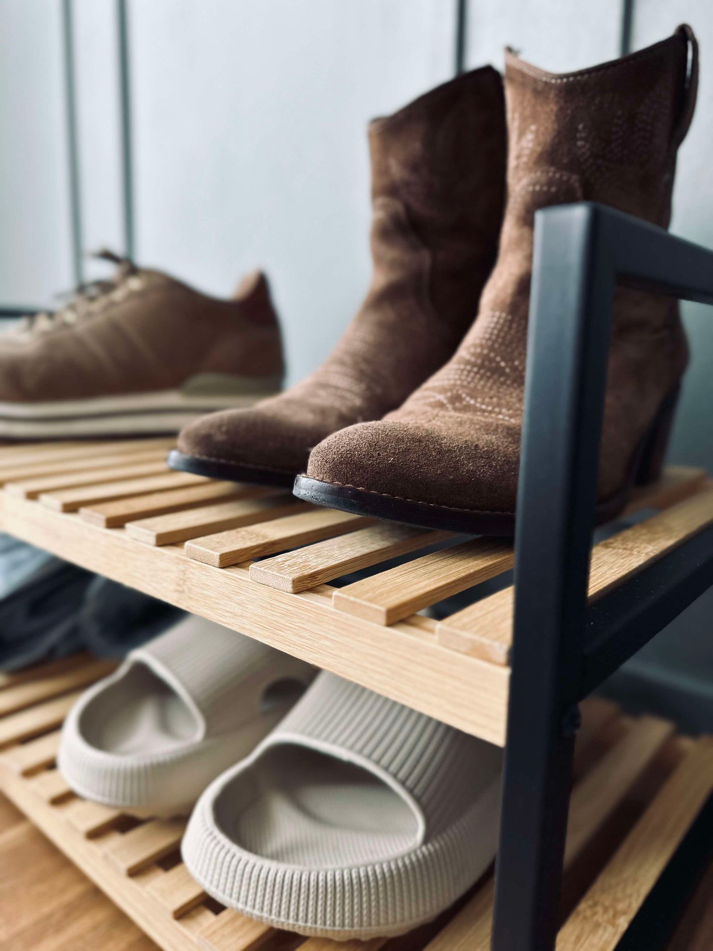 Schuhregal aus Bambus - 2 Ablagen