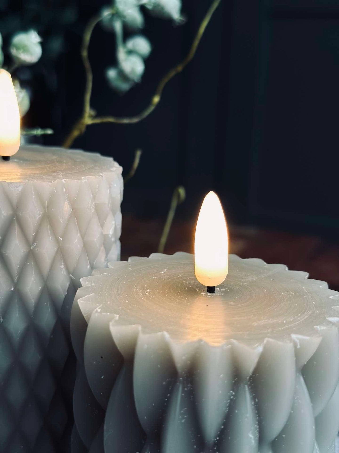 LED-Blockkerzen / Design – 2 Stk Sand