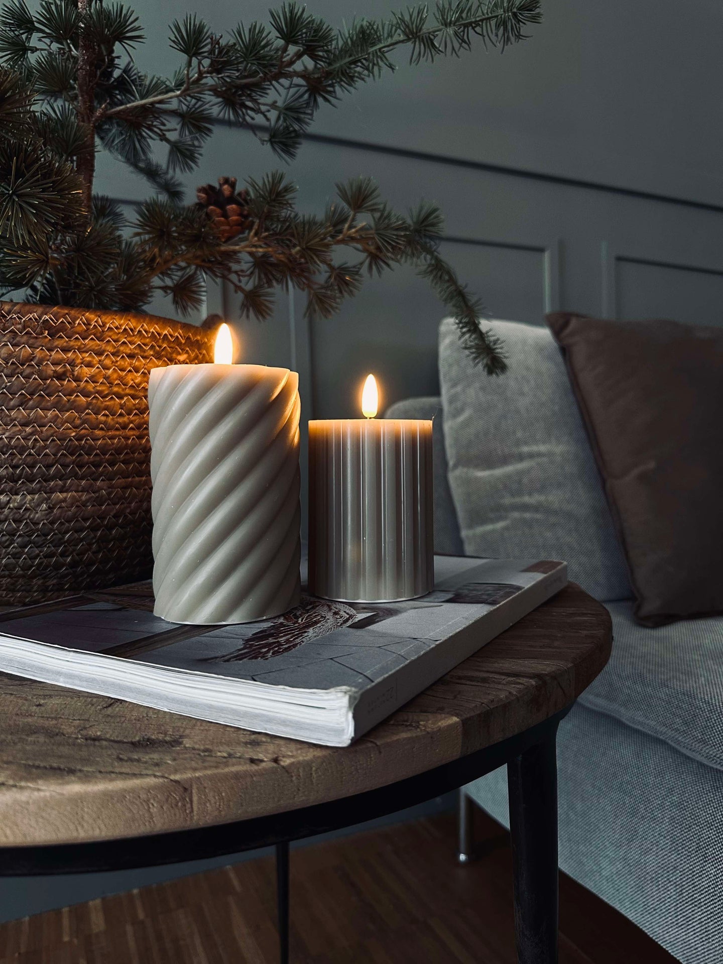 LED Blockkerzen / Design – 2 Stk. Sand