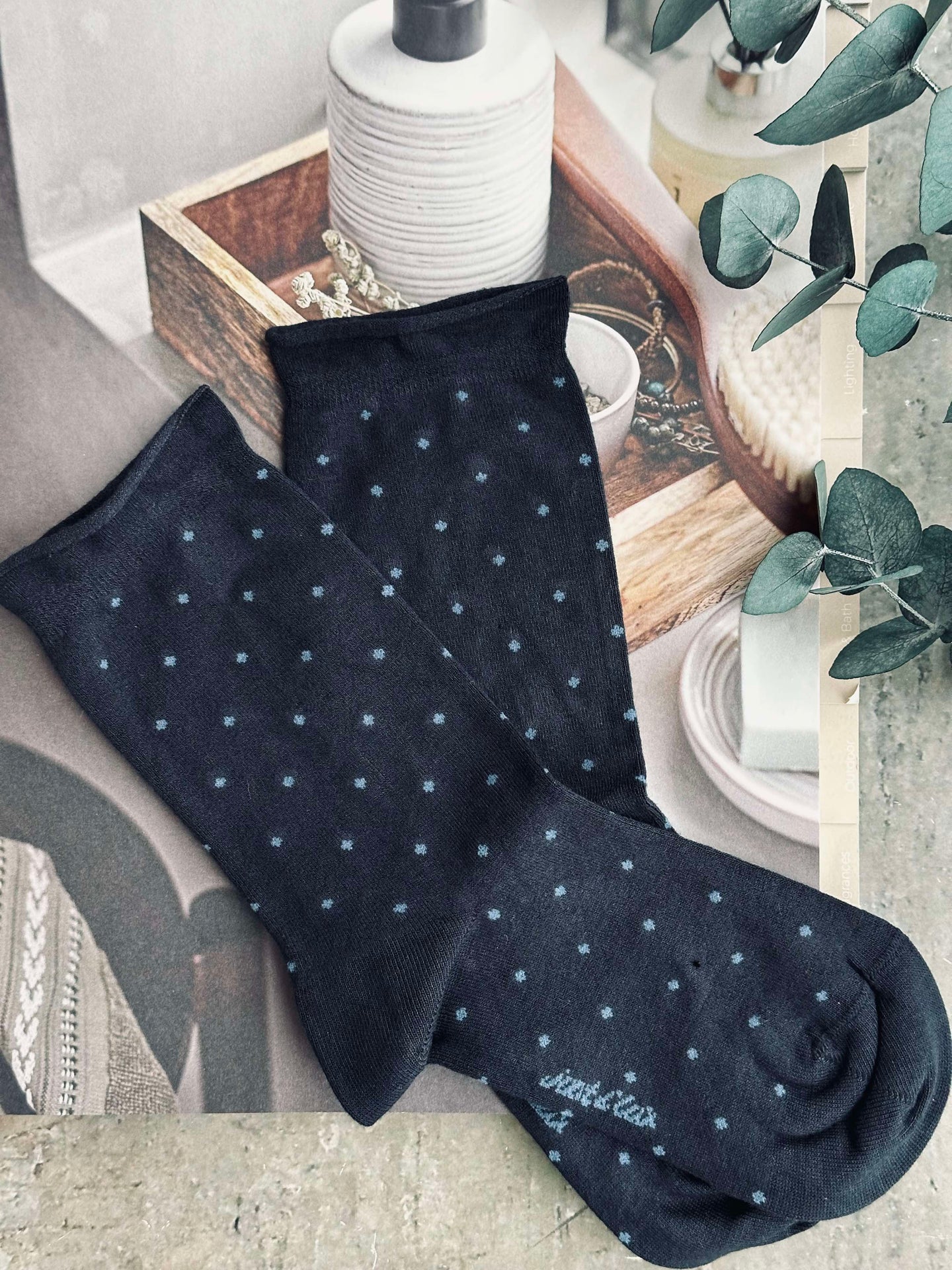 Bambussocken - Navy Dot