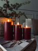 LED Blockkerzen / Rot – 3 Stk. Blockkerzen