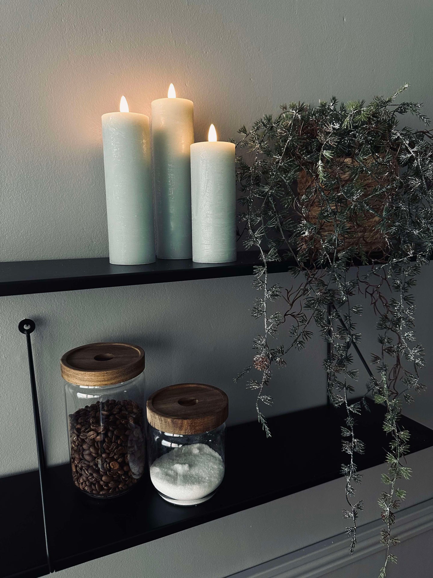 LED Blockkerzen / Mint – 3 Stk. Rustikal Ø 5 cm
