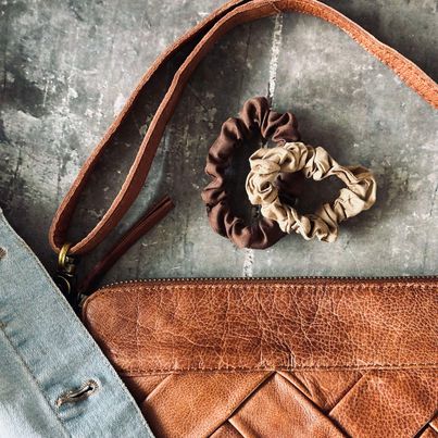 Haargummis Scrunchie Braun - 2 Stk.