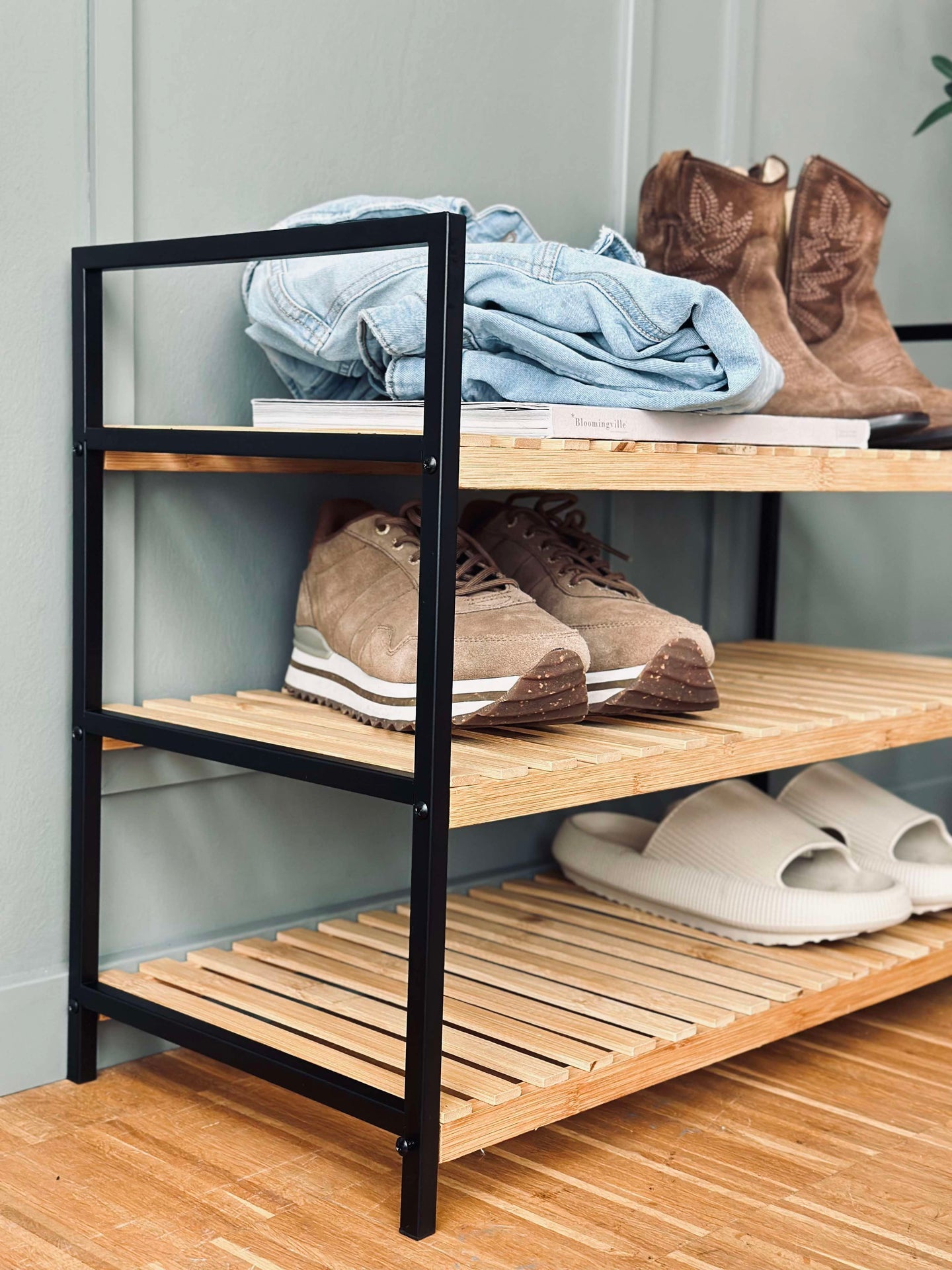 Schuhregal aus Bambus - 3 Ablagen