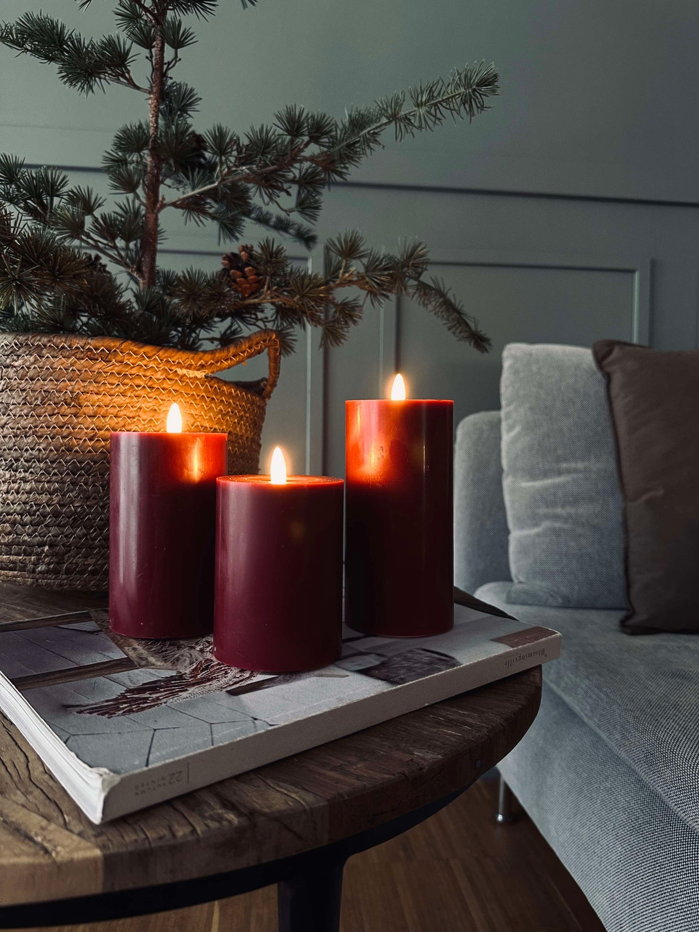 LED Blockkerzen / Rot – 3 Stk. Blockkerzen
