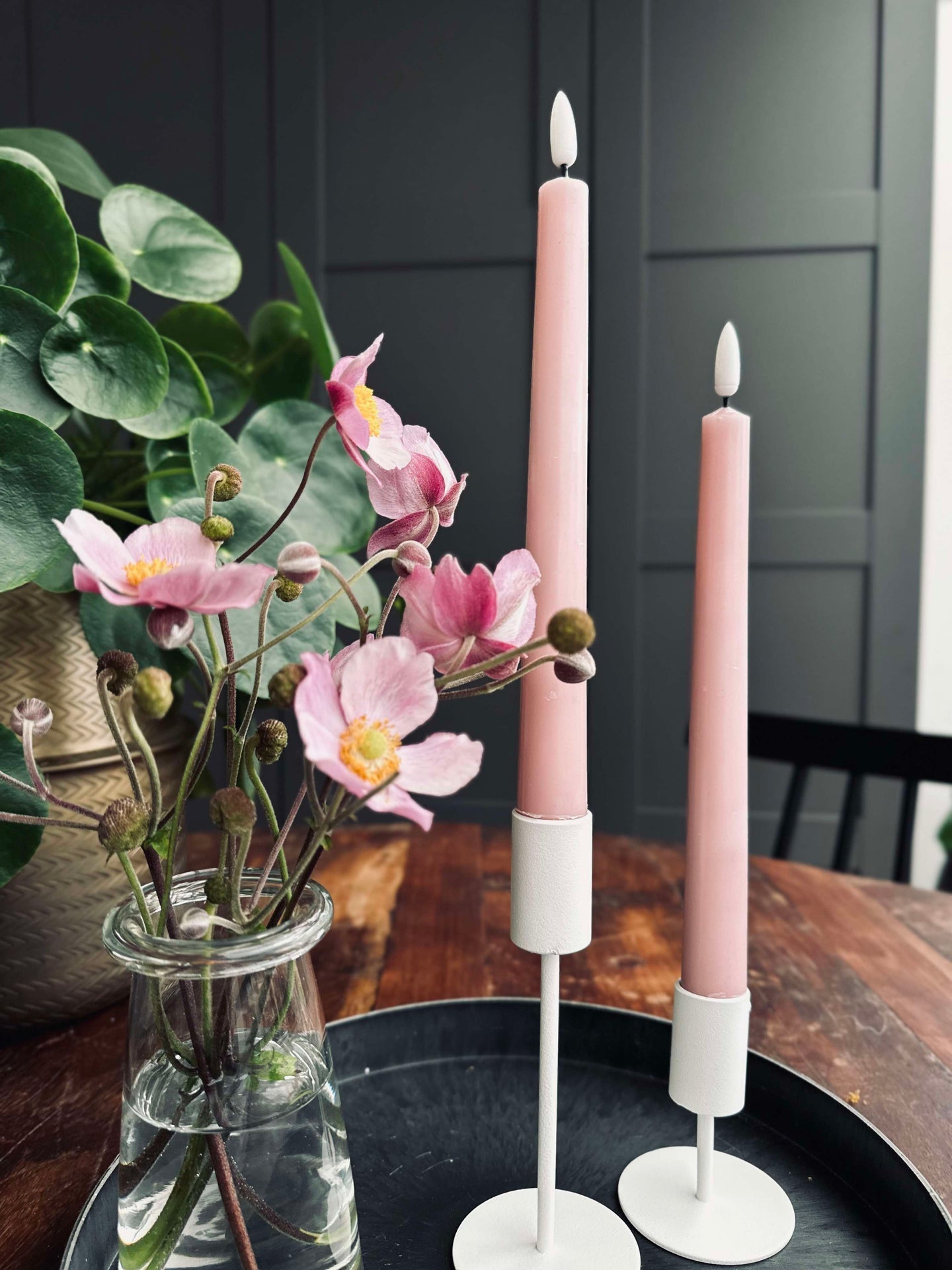 LED Stumpenkerzen Rosa - 2 Stk.