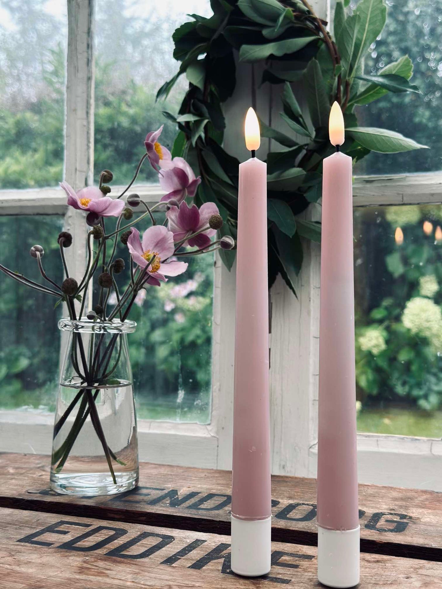 LED Stumpenkerzen Rosa - 2 Stk.
