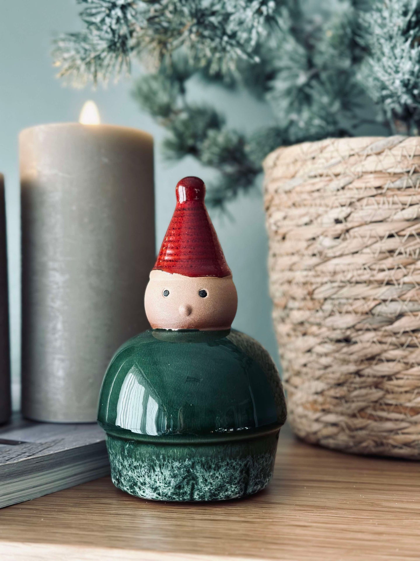 Weihnachtsmann Keramik - Grün