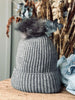 Mütze mit Bommel - Grau